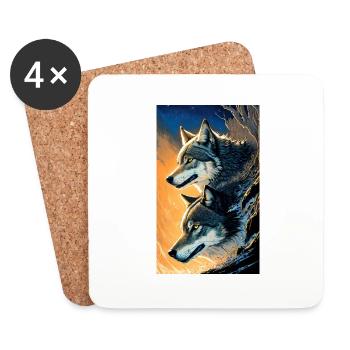 Loup | Prédateur | Chien | Mystique - Dessous de verre (lot de 4) - blanc - Devant