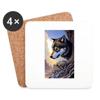 Loup | Prédateur | Chien | Mystique - Dessous de verre (lot de 4) - blanc - Devant