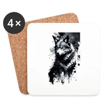 Loup | Prédateur | Chien | Mystique - Dessous de verre (lot de 4) - blanc - Devant