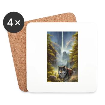 Loup | Prédateur | Chien | Mystique - Dessous de verre (lot de 4) - blanc - Devant