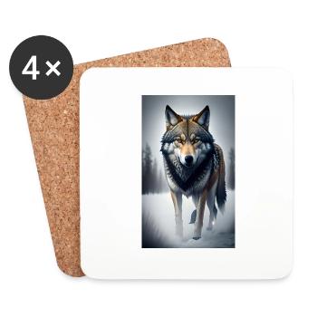 Loup | Prédateur | Chien | Mystique - Dessous de verre (lot de 4) - blanc - Devant