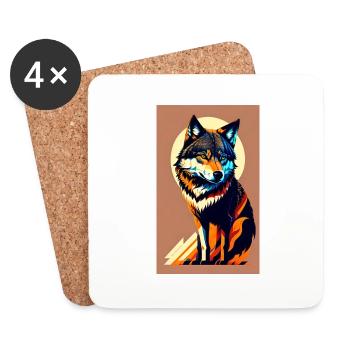 Loup | Prédateur | Chien | Mystique - Dessous de verre (lot de 4) - blanc - Devant