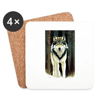 Loup | Prédateur | Chien | Mystique - Dessous de verre (lot de 4) - blanc - Devant