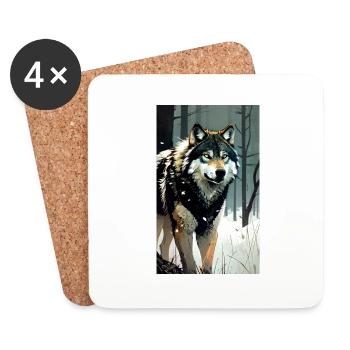 Loup | Prédateur | Chien | Mystique - Dessous de verre (lot de 4) - blanc - Devant