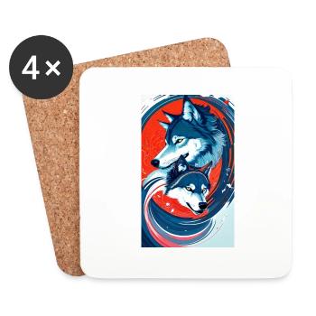 Loup | Prédateur | Chien | Mystique - Dessous de verre (lot de 4) - blanc - Devant