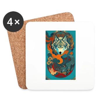 Wolf | Predator | Dog | Mystical - Coasters (set of 4) - white - Front