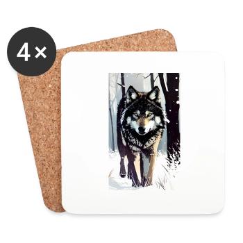 Wolf | Predator | Dog | Mystical - Coasters (set of 4) - white - Front