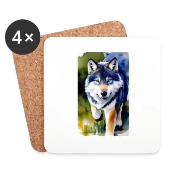 Wolf | Predator | Dog | Mystical - Coasters (set of 4) - white - Front