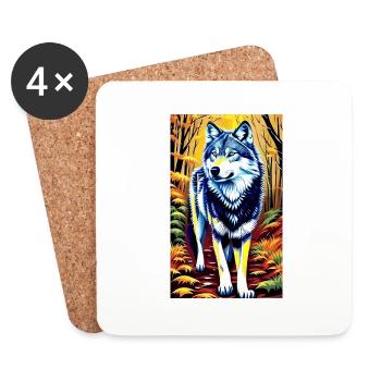 Wolf | Predator | Dog | Mystical - Coasters (set of 4) - white - Front