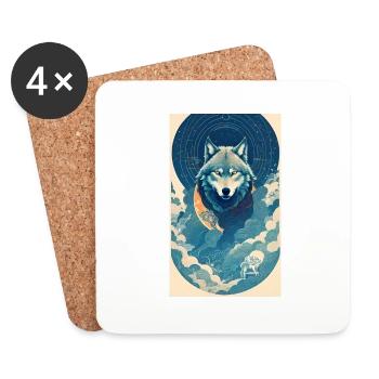 Wolf | Predator | Dog | Mystical - Coasters (set of 4) - white - Front