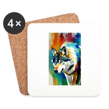 Wolf | Raubtier | Hund | Mystisch - Untersetzer (4er-Set) - Weiß - Vorne