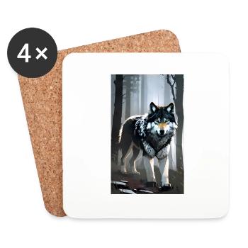 Wolf | Predator | Dog | Mystical - Coasters (set of 4) - white - Front