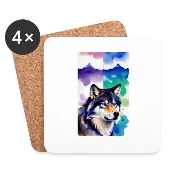 Wolf | Predator | Dog | Mystical - Coasters (set of 4) - white - Front