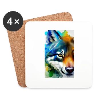 Wolf | Predator | Dog | Mystical - Coasters (set of 4) - white - Front