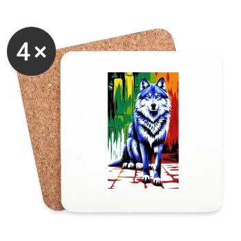 Wolf | Predator | Dog | Mystical - Coasters (set of 4) - white - Front