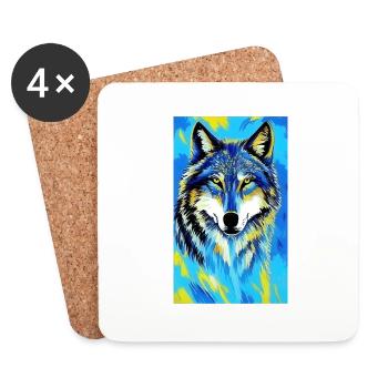 Wolf | Predator | Dog | Mystical - Coasters (set of 4) - white - Front