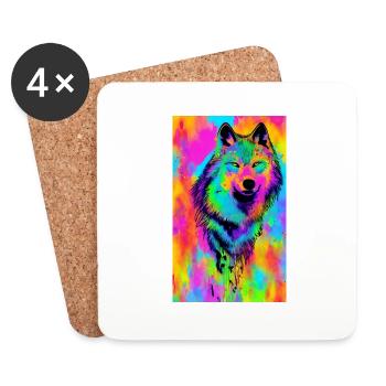 Wolf | Predator | Dog | Mystical - Coasters (set of 4) - white - Front