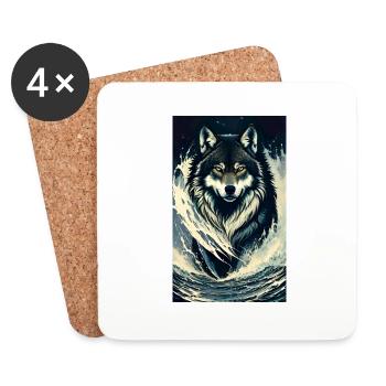 Wolf | Raubtier | Hund | Mystisch - Untersetzer (4er-Set) - Weiß - Vorne