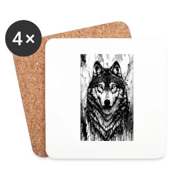Wolf | Predator | Dog | Mystical - Coasters (set of 4) - white - Front