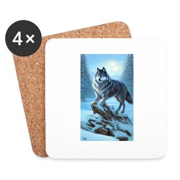 Wolf | Raubtier | Hund | Mystisch - Untersetzer (4er-Set) - Weiß - Vorne