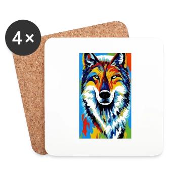 Loup | Prédateur | Chien | Mystique - Dessous de verre (lot de 4) - blanc - Devant