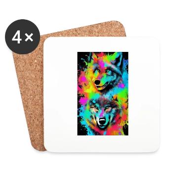 Loup | Prédateur | Chien | Mystique - Dessous de verre (lot de 4) - blanc - Devant