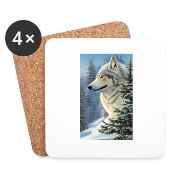 Wolf | Predator | Dog | Mystical - Coasters (set of 4) - white - Front