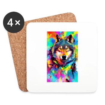 Wolf | Predator | Dog | Mystical - Coasters (set of 4) - white - Front
