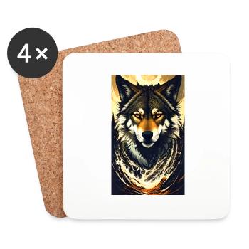 Loup | Prédateur | Chien | Mystique - Dessous de verre (lot de 4) - blanc - Devant