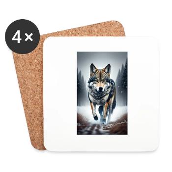 Wolf | Predator | Dog | Mystical - Coasters (set of 4) - white - Front