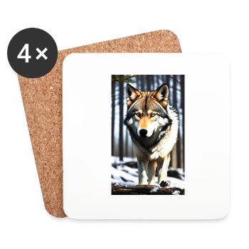 Loup | Prédateur | Chien | Mystique - Dessous de verre (lot de 4) - blanc - Devant