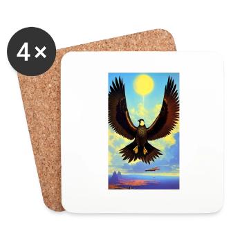 Aigle | Oiseaux | Liberté | Animaux - Dessous de verre (lot de 4) - blanc - Devant