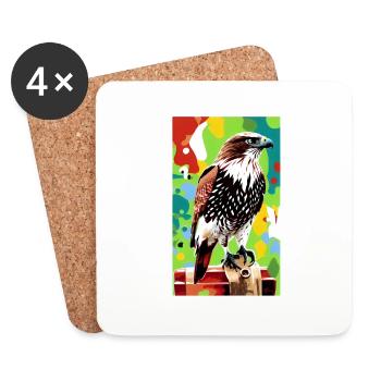 Aigle | Oiseaux | Liberté | Animaux - Dessous de verre (lot de 4) - blanc - Devant