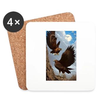 Aigle | Oiseaux | Liberté | Animaux - Dessous de verre (lot de 4) - blanc - Devant