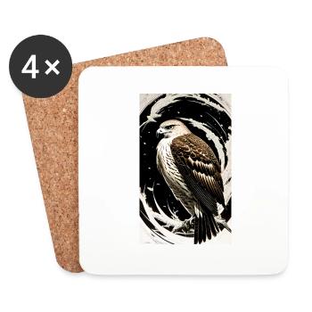 Aigle | Oiseaux | Liberté | Animaux - Dessous de verre (lot de 4) - blanc - Devant