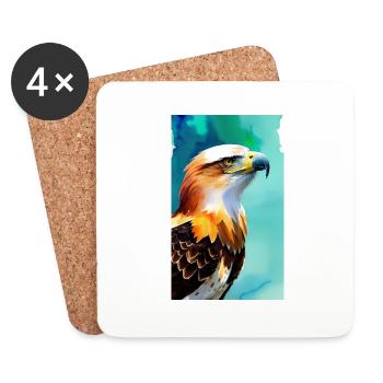 Aigle | Oiseaux | Liberté | Animaux - Dessous de verre (lot de 4) - blanc - Devant