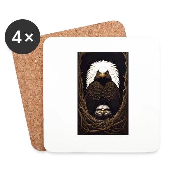 Aigle | Oiseaux | Liberté | Animaux - Dessous de verre (lot de 4) - blanc - Devant