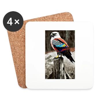 Aigle | Oiseaux | Liberté | Animaux - Dessous de verre (lot de 4) - blanc - Devant