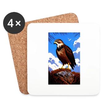 Aigle | Oiseaux | Liberté | Animaux - Dessous de verre (lot de 4) - blanc - Devant