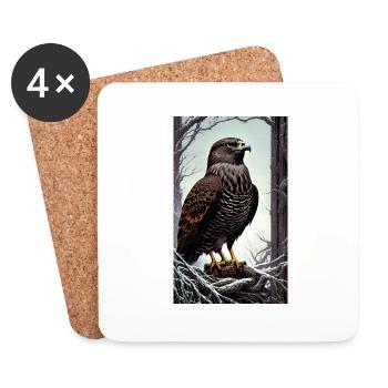 Aigle | Oiseaux | Liberté | Animaux - Dessous de verre (lot de 4) - blanc - Devant