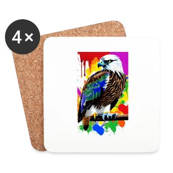 Aigle | Oiseaux | Liberté | Animaux - Dessous de verre (lot de 4) - blanc - Devant