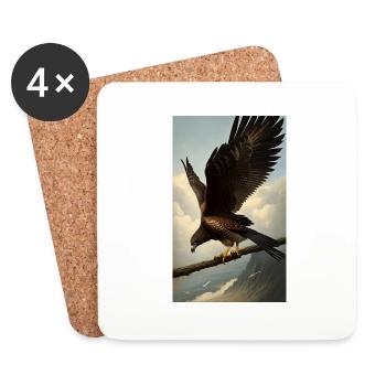 Aigle | Oiseaux | Liberté | Animaux - Dessous de verre (lot de 4) - blanc - Devant