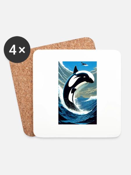 Orca | Wal | Killerwal | Meerestier | Ozean - Untersetzer (4er-Set) - Weiß