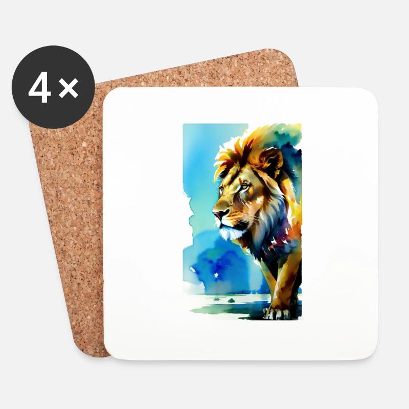 Löwe | Tier | Raubtier | Brüllen | König | Afrika - Untersetzer (4er-Set) - Weiß