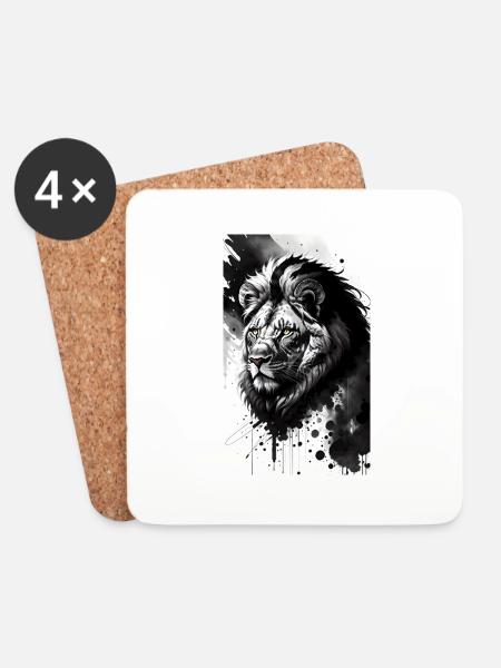 Löwe | Tier | Raubtier | Brüllen | König | Afrika - Untersetzer (4er-Set) - Weiß