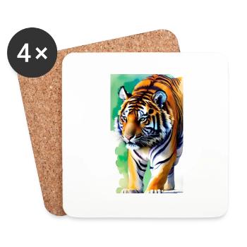 Tiger | Tier | Raubtier | Brüllen | König | Asien - Untersetzer (4er-Set) - Weiß - Vorne