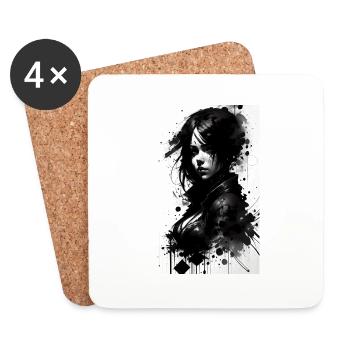 Woman | Face | Girls | Anime - Coasters (set of 4) - white - Front