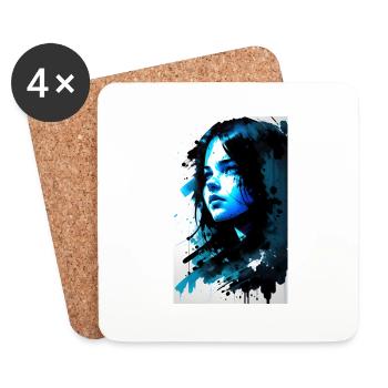 Woman | Face | Girls | Anime - Coasters (set of 4) - white - Front