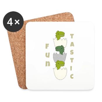 Dino Fun Tastic - Dessous de verre (lot de 4) - blanc - Devant
