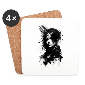 Woman | Face | Girls | Anime - Coasters (set of 4) - white - Front